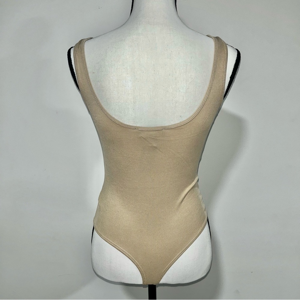 Lulu’s Cream Ribbed Square Neck Bodysuit - Picture 5 of 8